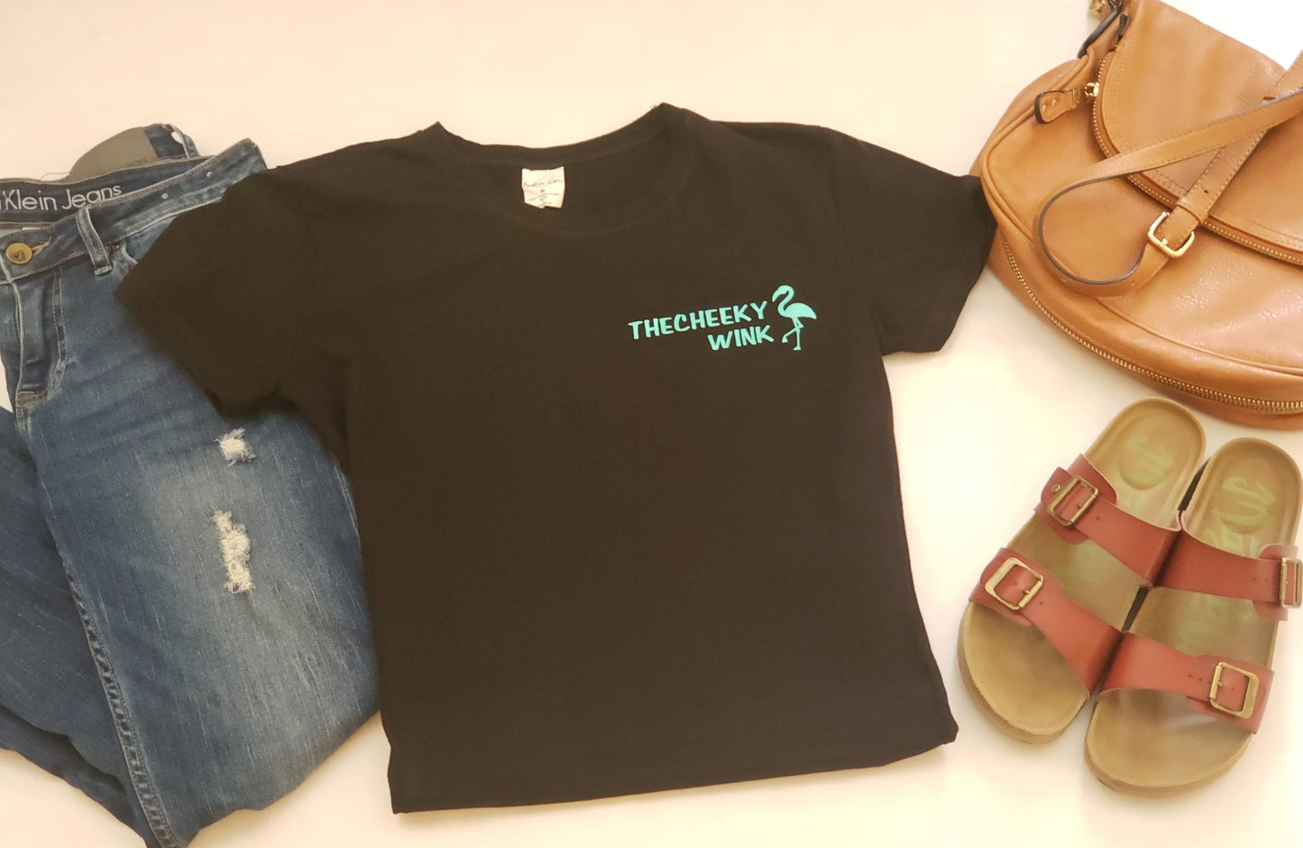 Womens Flamingo logo Cheeky Wink T-shirt, Florida Brand - The Cheeky Wink