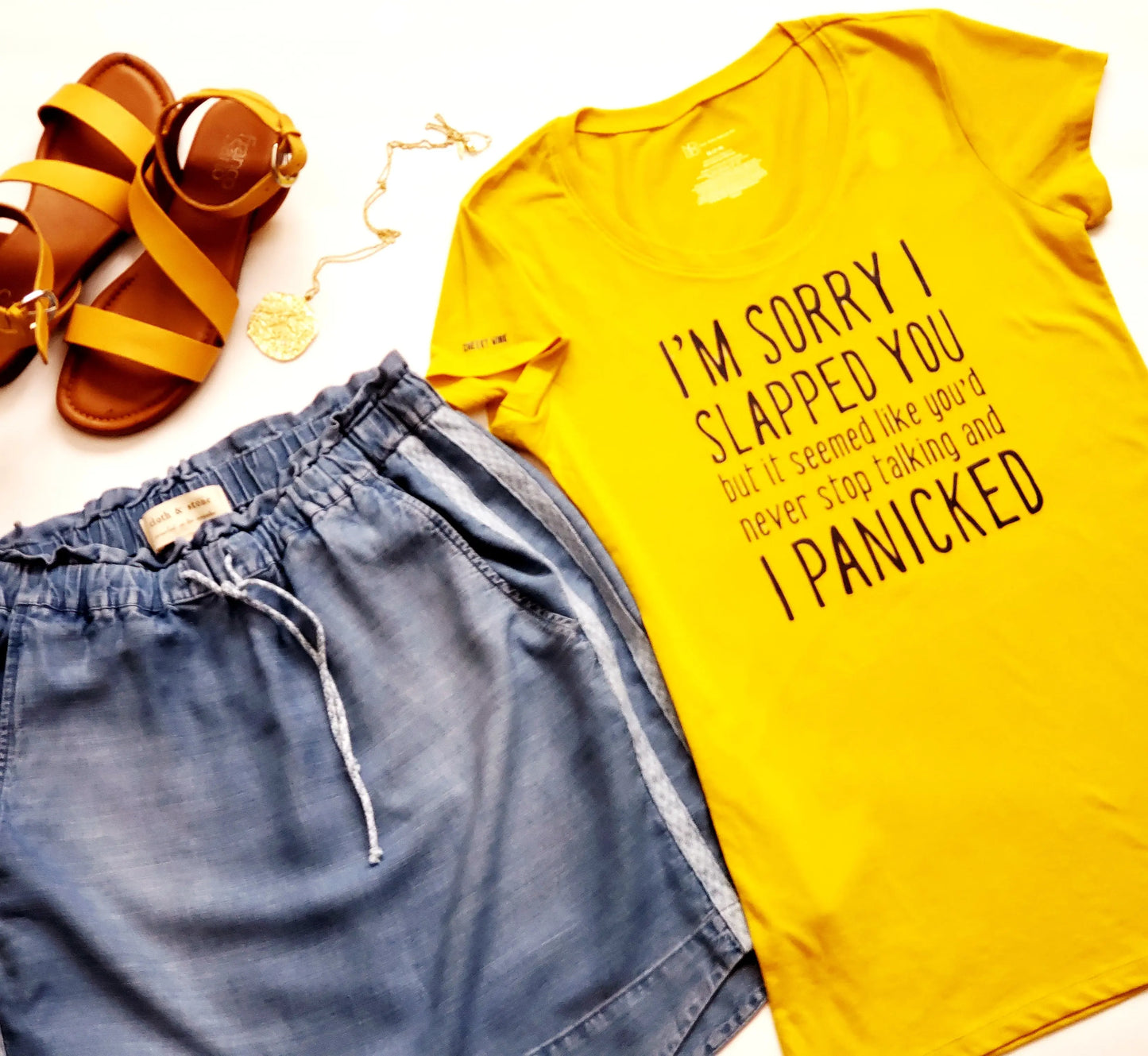 I'm Sorry I Slapped You I Panicked. Crew Neck Cotton Tee - The Cheeky Wink