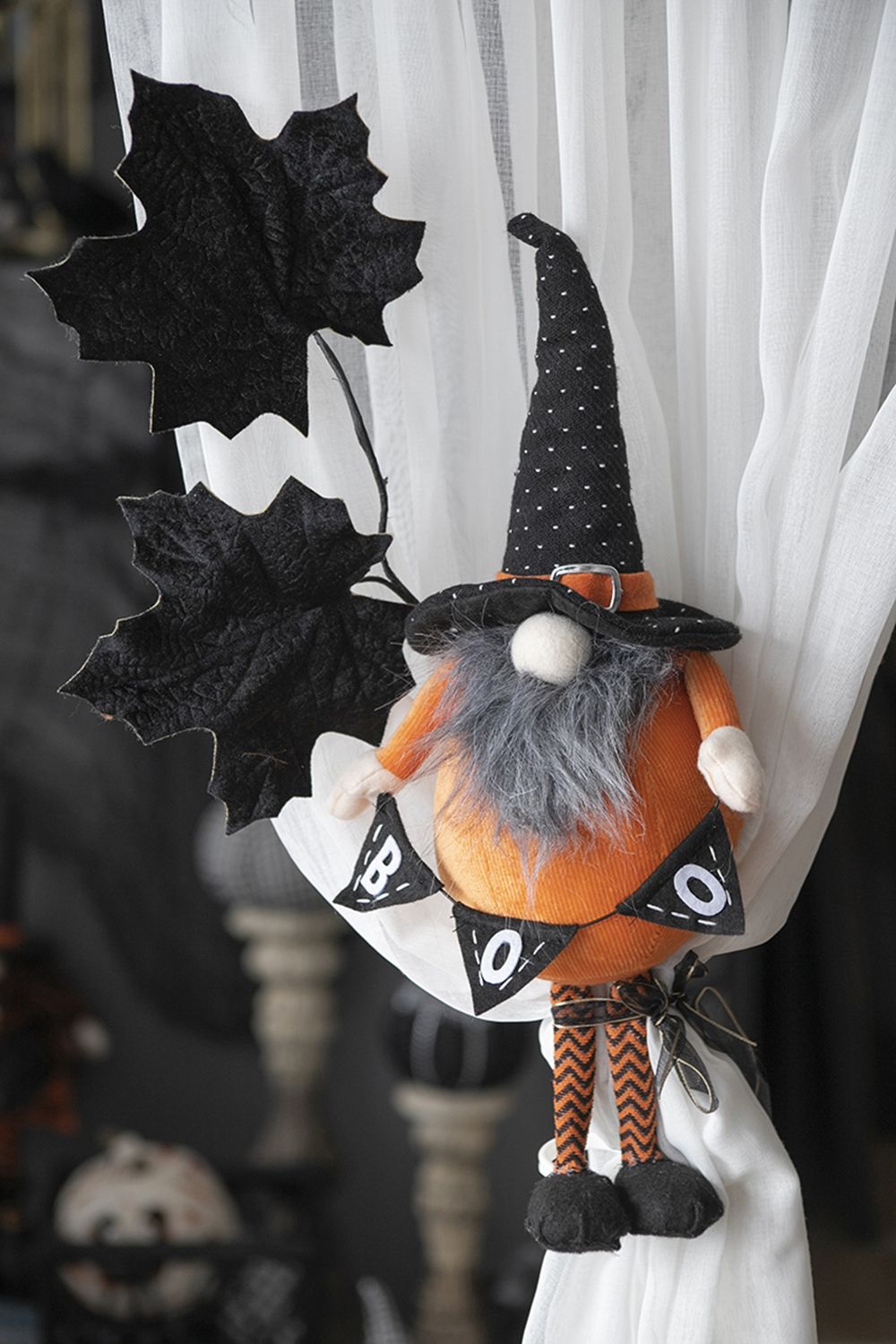 Standing Gnome With Gnome & Holding Banner, For Halloween Decor