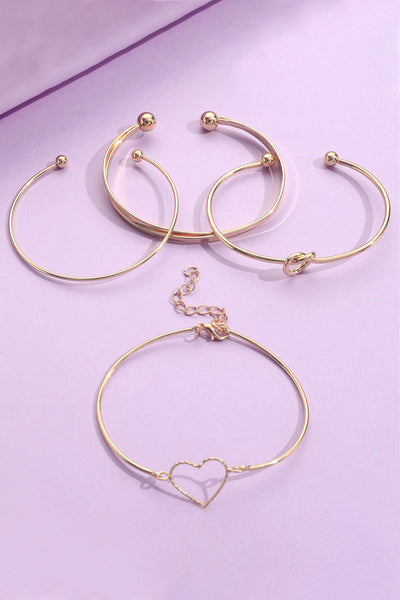 Gold Love Geometric Cross Bracelet 4-piece Set by Threaded Pear