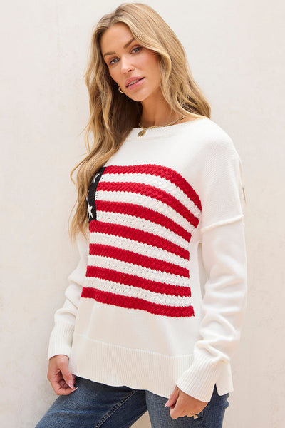 Lakelyn American Flag Sweater by Threaded Pear