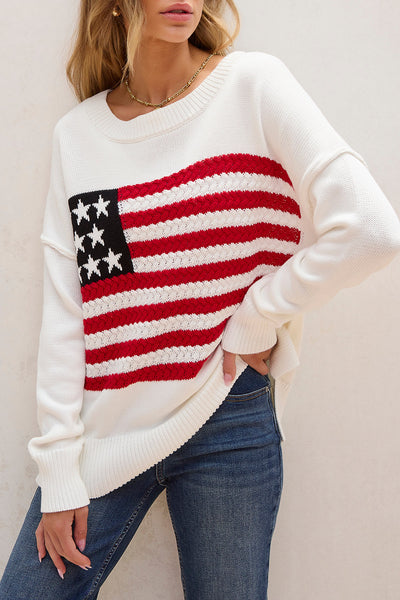 Lakelyn American Flag Sweater by Threaded Pear