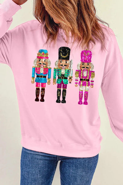 Nutcracker Graphic Round Neck Long Sleeve Sweatshirt Trendsi