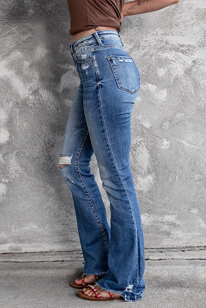 Angelina Distressed Flare Jeans by Threaded Pear