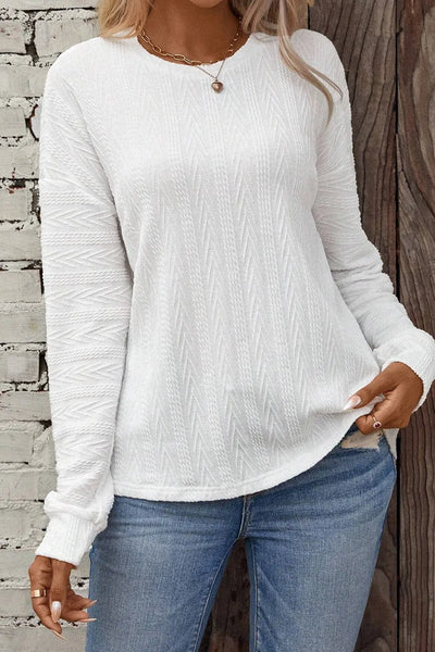 Jane Round Neck Drop Shoulder Textured Knit Top by Threaded Pear - The Cheeky Wink