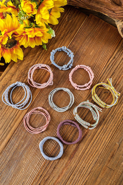 10pcs Pink Knotted Hair Ties by Threaded Pear - The Cheeky Wink