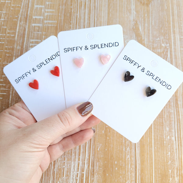 Hand Drawn Heart Studs- Red by Spiffy & Splendid