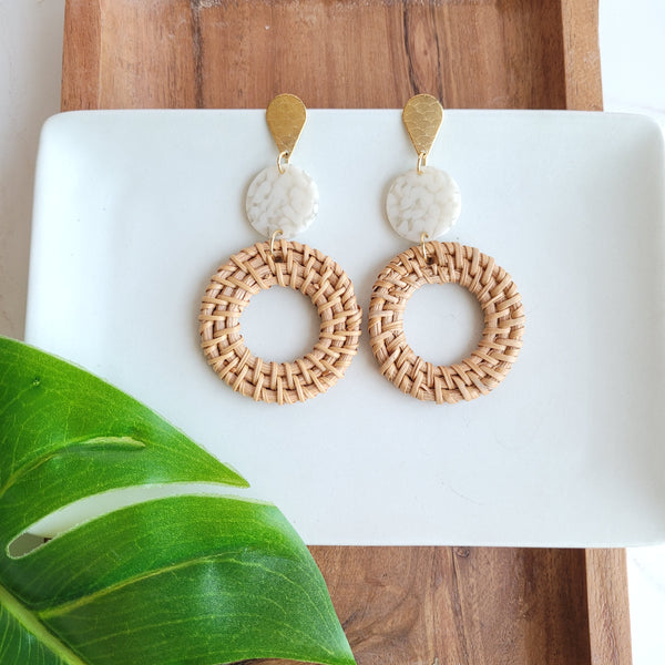 Lana Earrings - Dark Rattan by Spiffy & Splendid