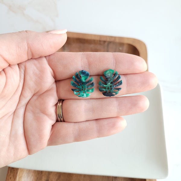 Monstera Leaf Studs by Spiffy & Splendid