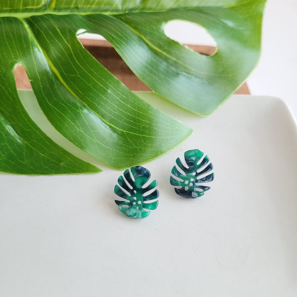 Monstera Leaf Studs by Spiffy & Splendid