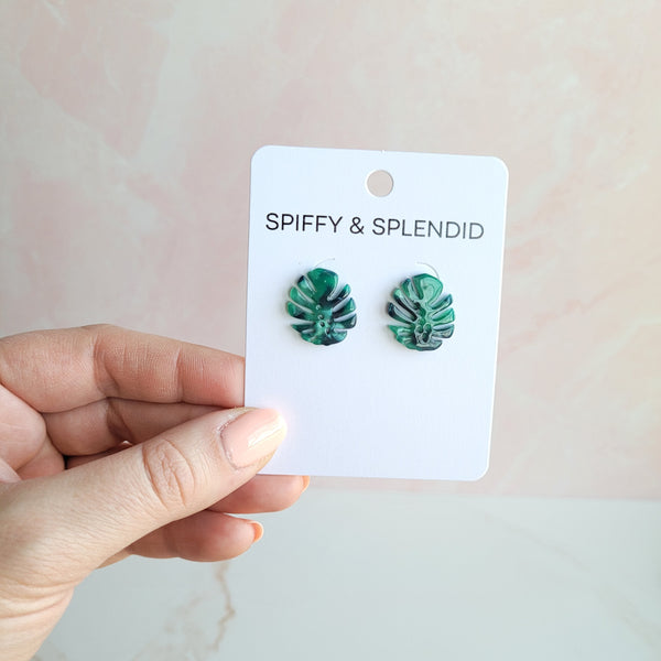 Monstera Leaf Studs by Spiffy & Splendid