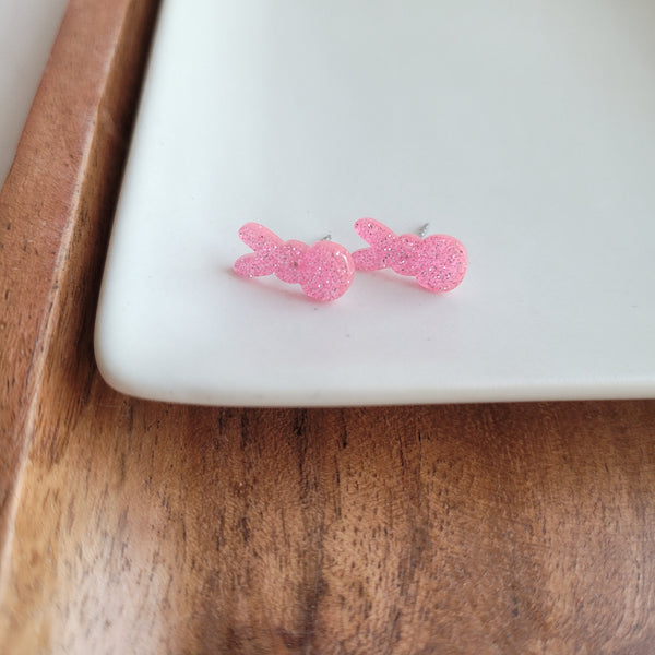 Glitter Bunny Studs - Pink by Spiffy & Splendid