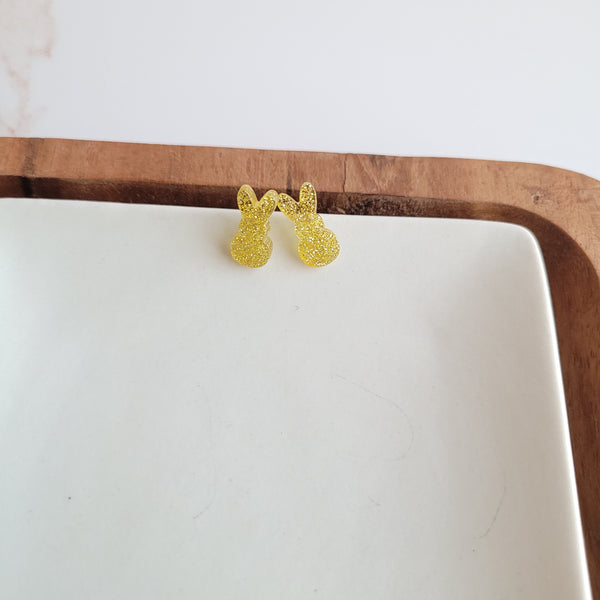 Glitter Bunny Studs - Yellow by Spiffy & Splendid