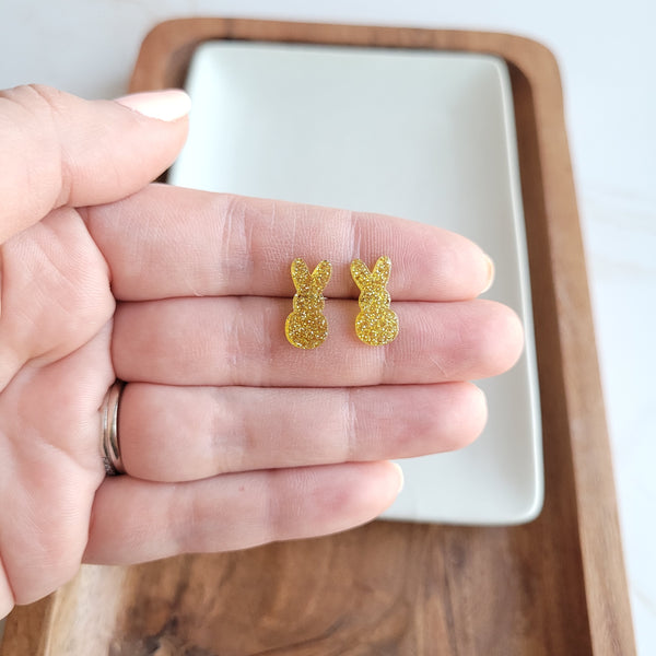 Glitter Bunny Studs - Yellow by Spiffy & Splendid