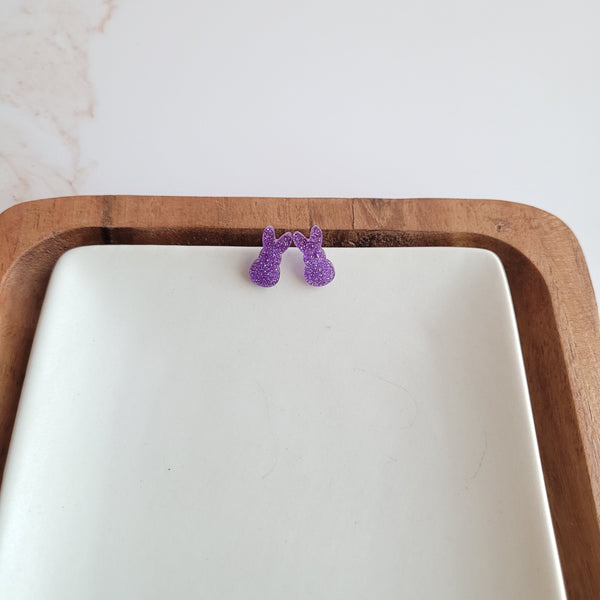 Glitter Bunny Studs - Purple by Spiffy & Splendid