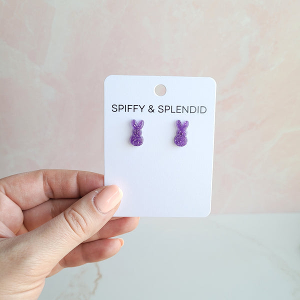 Glitter Bunny Studs - Purple by Spiffy & Splendid