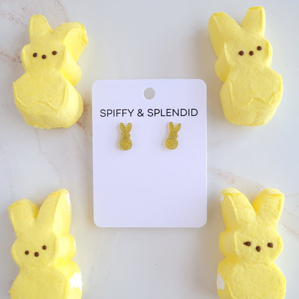 Glitter Bunny Studs - Yellow by Spiffy & Splendid