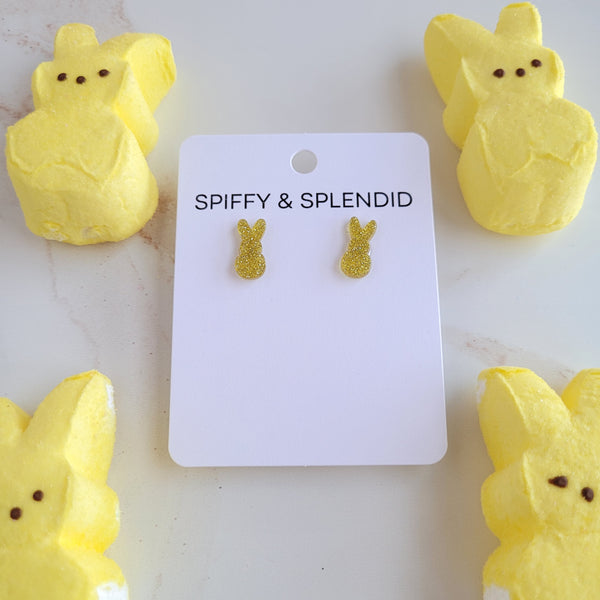 Glitter Bunny Studs - Yellow by Spiffy & Splendid