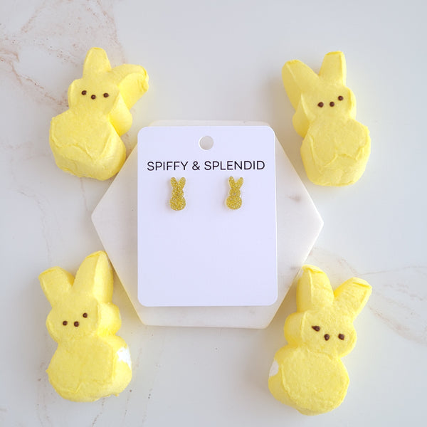 Glitter Bunny Studs - Yellow by Spiffy & Splendid