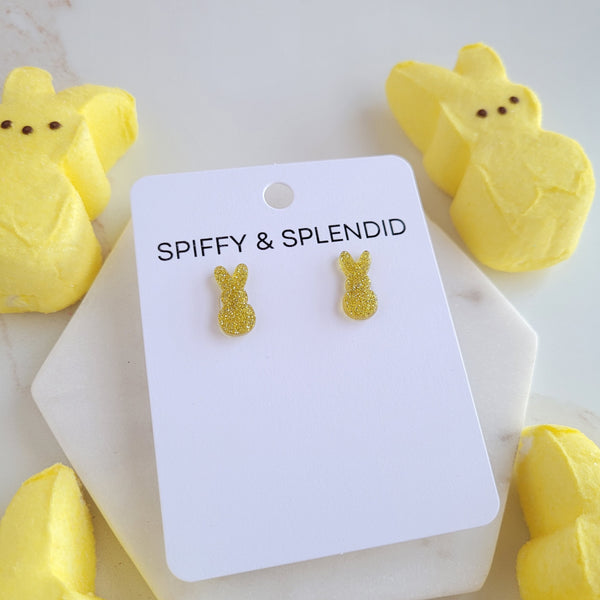 Glitter Bunny Studs - Yellow by Spiffy & Splendid