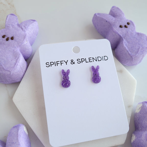 Glitter Bunny Studs - Purple by Spiffy & Splendid