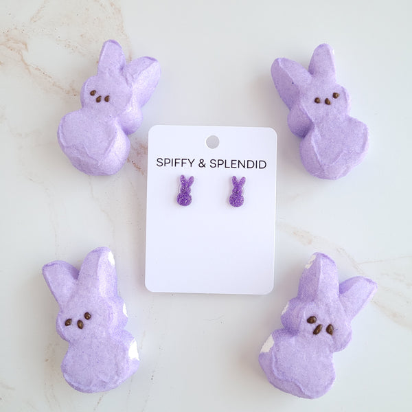 Glitter Bunny Studs - Purple by Spiffy & Splendid