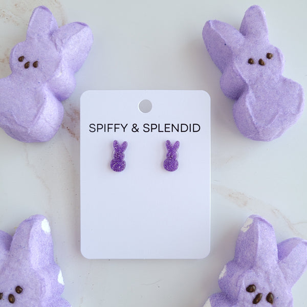 Glitter Bunny Studs - Purple by Spiffy & Splendid