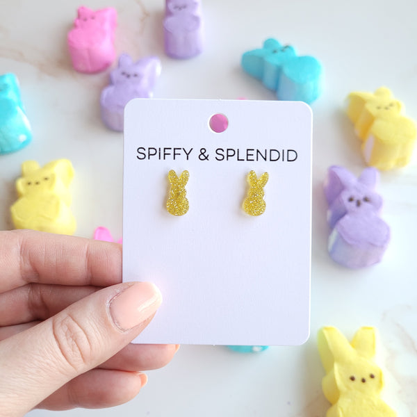 Glitter Bunny Studs - Yellow by Spiffy & Splendid