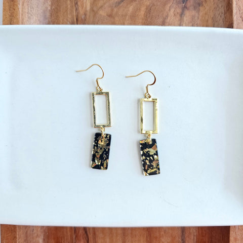 Raya Earrings - Black Gold Flake by Spiffy & Splendid