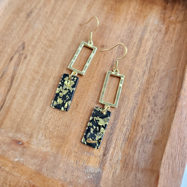 Raya Earrings - Black Gold Flake by Spiffy & Splendid