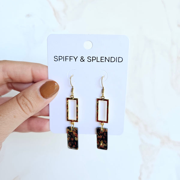 Raya Earrings - Black Gold Flake by Spiffy & Splendid