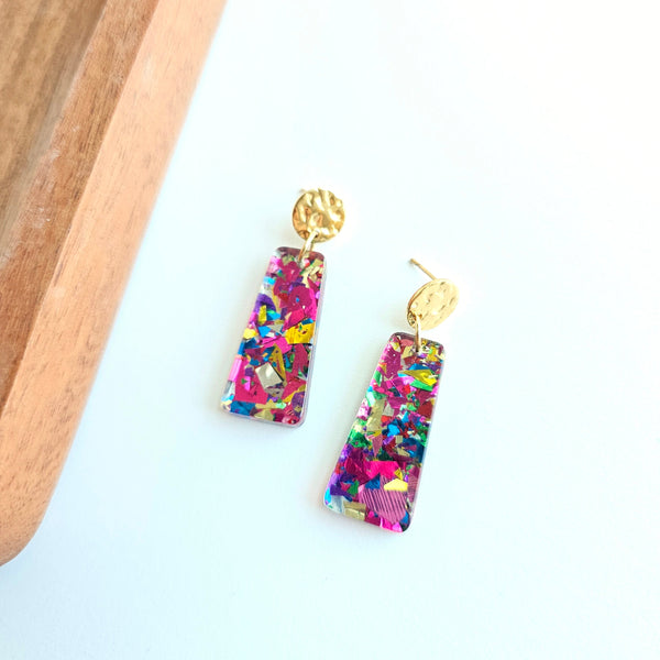 Mia Mini Earrings - Pink Sparkle by Spiffy & Splendid