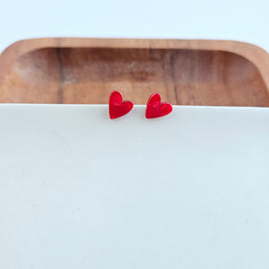 Hand Drawn Heart Studs- Red by Spiffy & Splendid