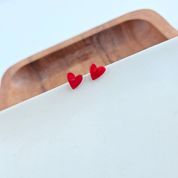 Hand Drawn Heart Studs- Red by Spiffy & Splendid