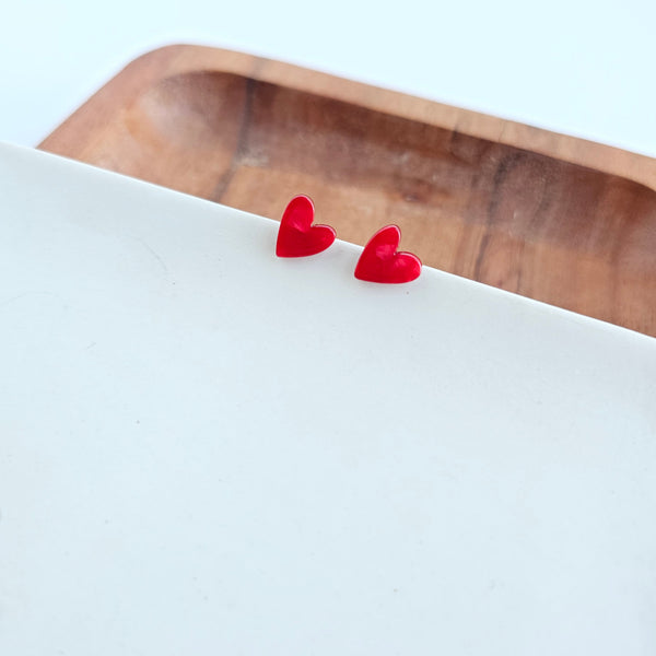 Hand Drawn Heart Studs- Red by Spiffy & Splendid