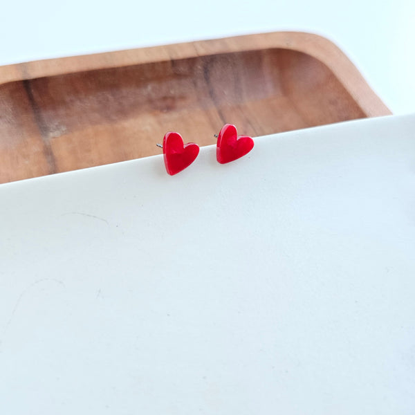 Hand Drawn Heart Studs- Red by Spiffy & Splendid