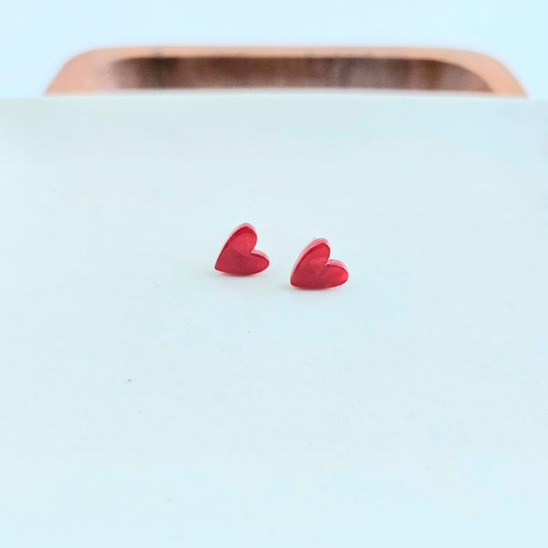 Hand Drawn Heart Studs- Red by Spiffy & Splendid