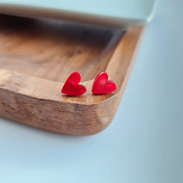 Hand Drawn Heart Studs- Red by Spiffy & Splendid