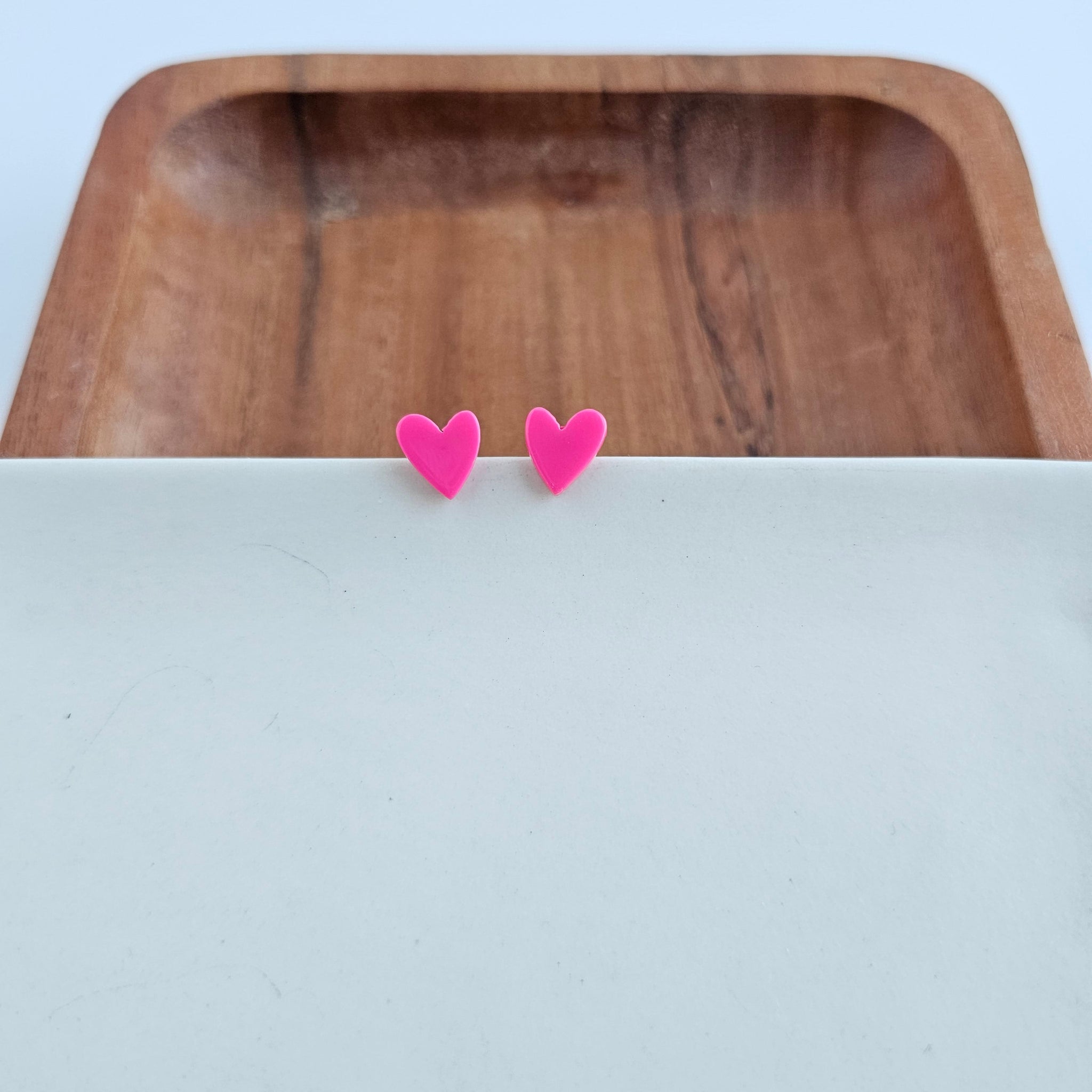 Hand Drawn Heart Studs - Hot Pink by Spiffy & Splendid