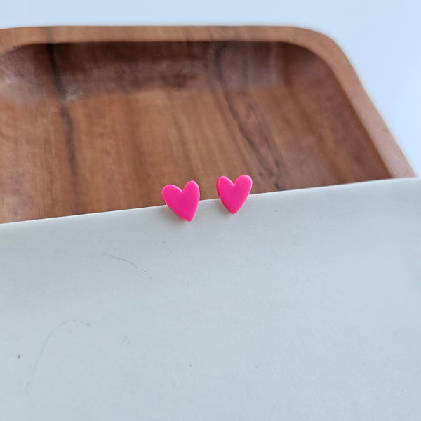 Hand Drawn Heart Studs - Hot Pink by Spiffy & Splendid