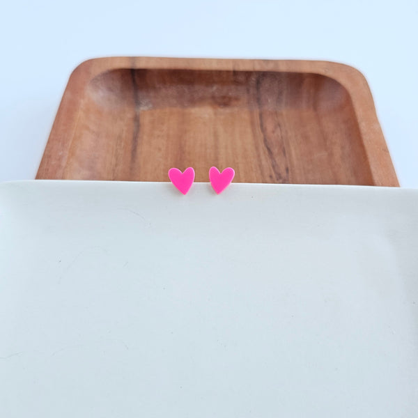 Hand Drawn Heart Studs - Hot Pink by Spiffy & Splendid