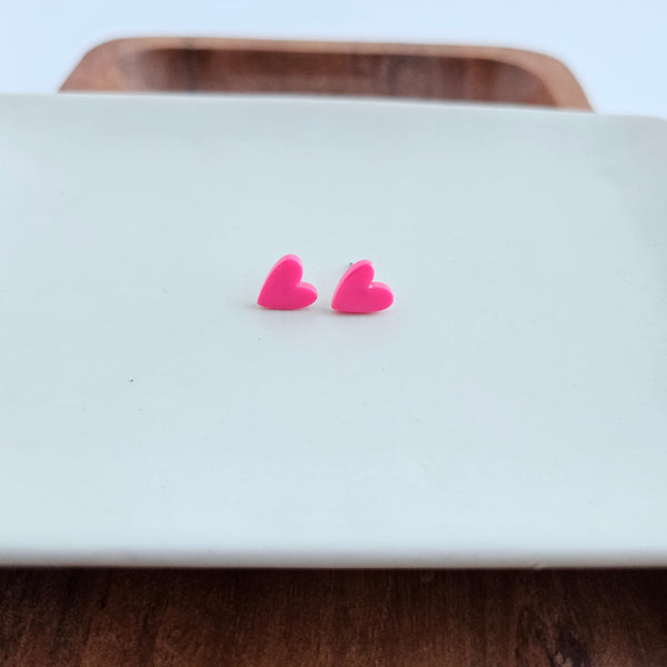 Hand Drawn Heart Studs - Hot Pink by Spiffy & Splendid