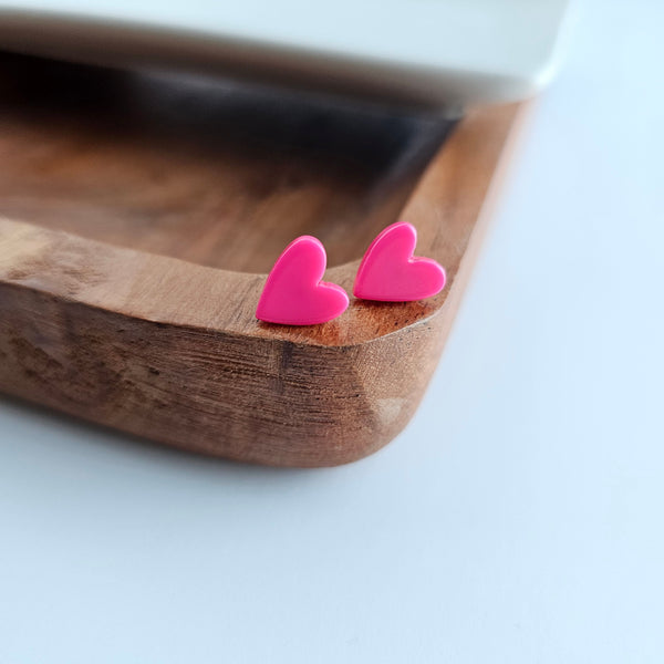 Hand Drawn Heart Studs - Hot Pink by Spiffy & Splendid