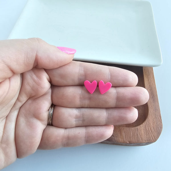 Hand Drawn Heart Studs - Hot Pink by Spiffy & Splendid