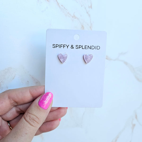 Hand Drawn Heart Studs - Lavender Purple by Spiffy & Splendid