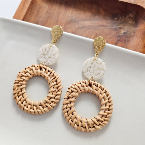 Lana Earrings - Dark Rattan by Spiffy & Splendid