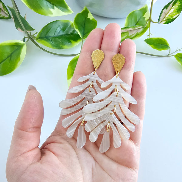 Palm Earrings - Seashell by Spiffy & Splendid