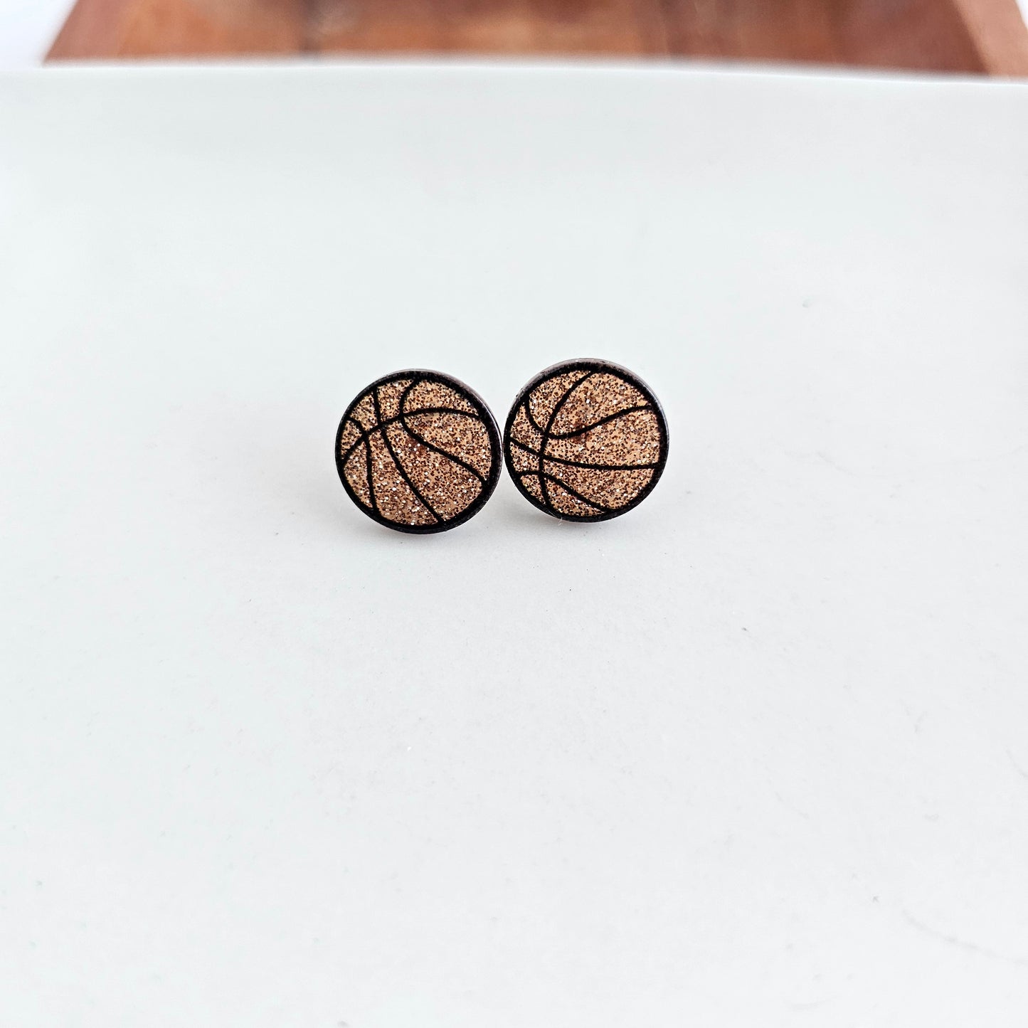 Glitter Basketball Studs by Spiffy & Splendid - The Cheeky Wink