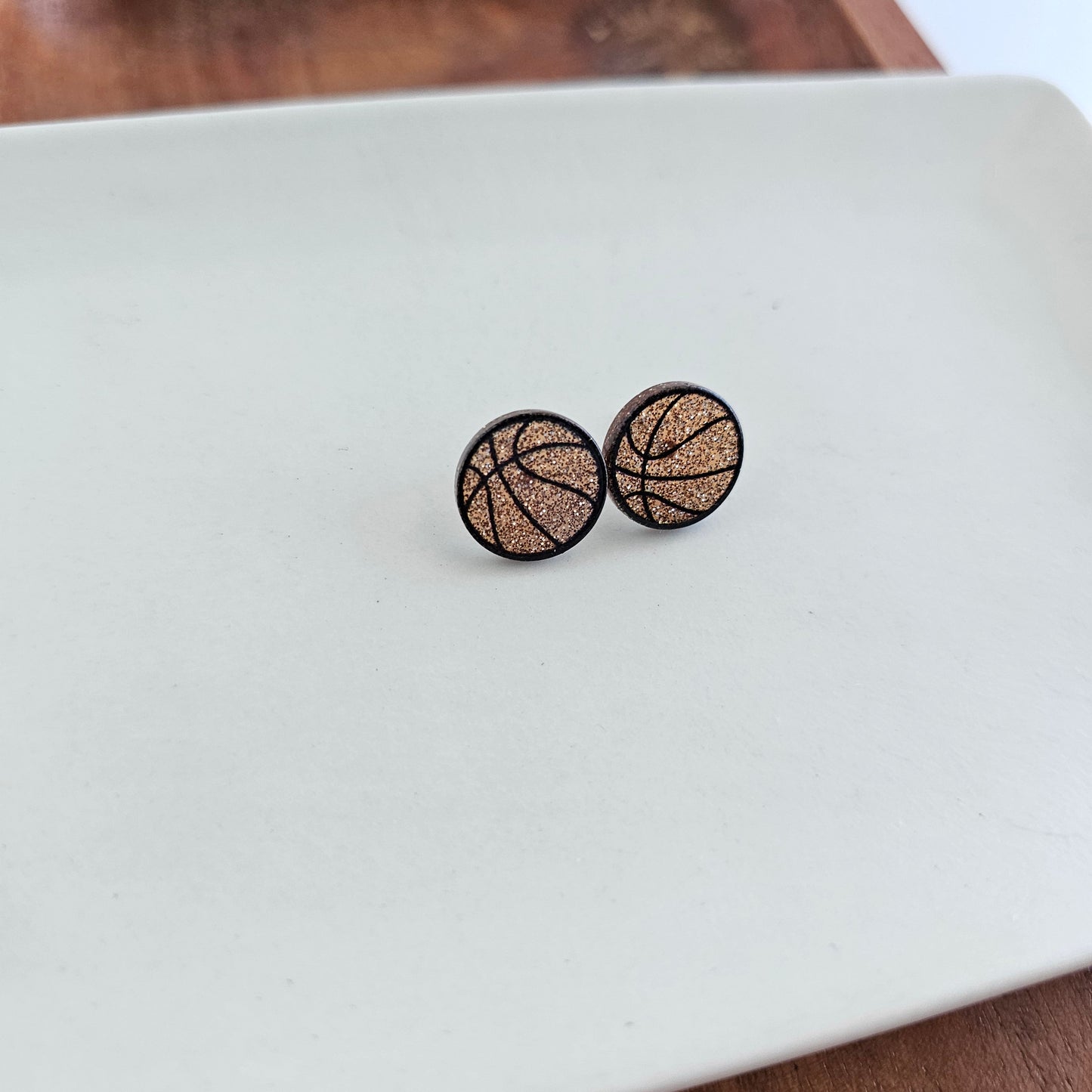 Glitter Basketball Studs by Spiffy & Splendid - The Cheeky Wink