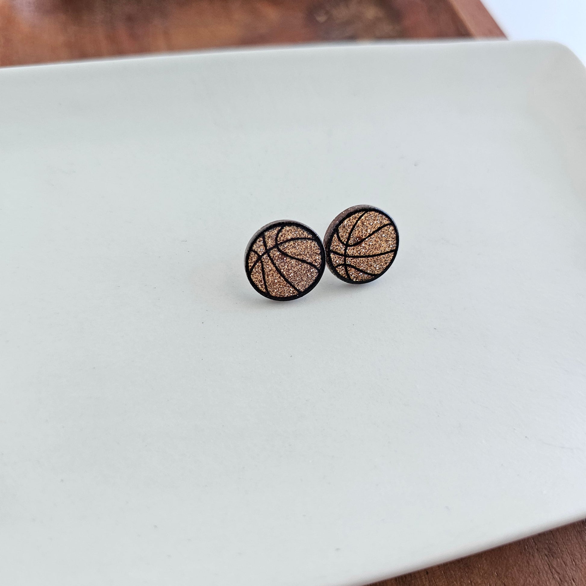 Glitter Basketball Studs by Spiffy & Splendid - The Cheeky Wink